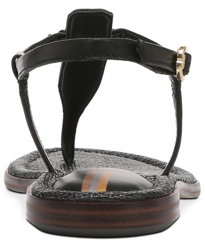 Gigi Signet T-Strap Flat Sandals Black $48.10 Shoes