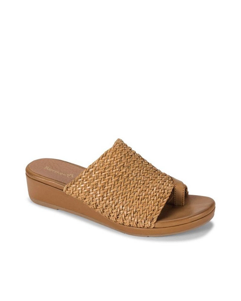 Abey Wedge Slide Sandals Brown $44.20 Shoes