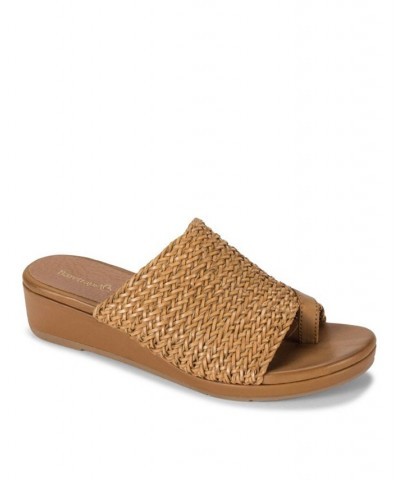 Abey Wedge Slide Sandals Brown $44.20 Shoes