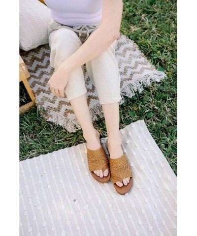 Abey Wedge Slide Sandals Brown $44.20 Shoes