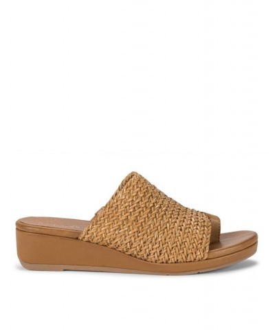 Abey Wedge Slide Sandals Brown $44.20 Shoes