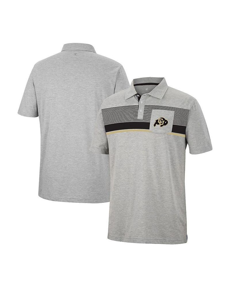 Men's Heathered Gray Colorado Buffaloes Golfer Pocket Polo Shirt $32.44 Polo Shirts