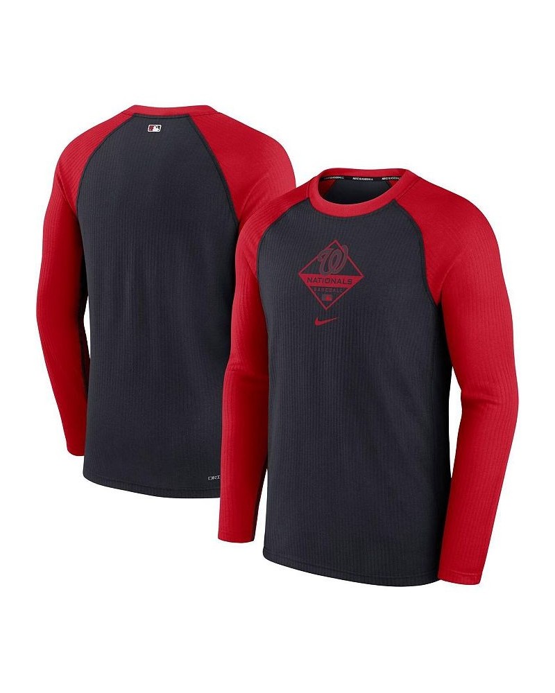 Men's Navy, Red Washington Nationals Game Authentic Collection Performance Raglan Long Sleeve T-shirt $35.09 T-Shirts