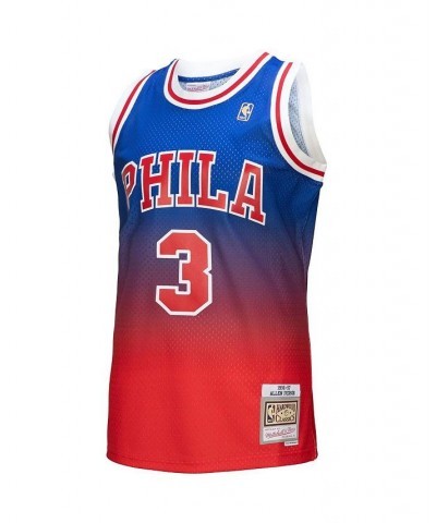 Men's Allen Iverson Red, Royal Philadelphia 76ers 1996/97 Hardwood Classics Fadeaway Swingman Player Jersey $61.60 Jersey