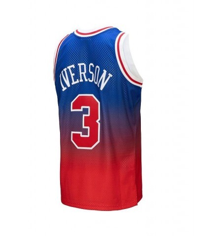 Men's Allen Iverson Red, Royal Philadelphia 76ers 1996/97 Hardwood Classics Fadeaway Swingman Player Jersey $61.60 Jersey