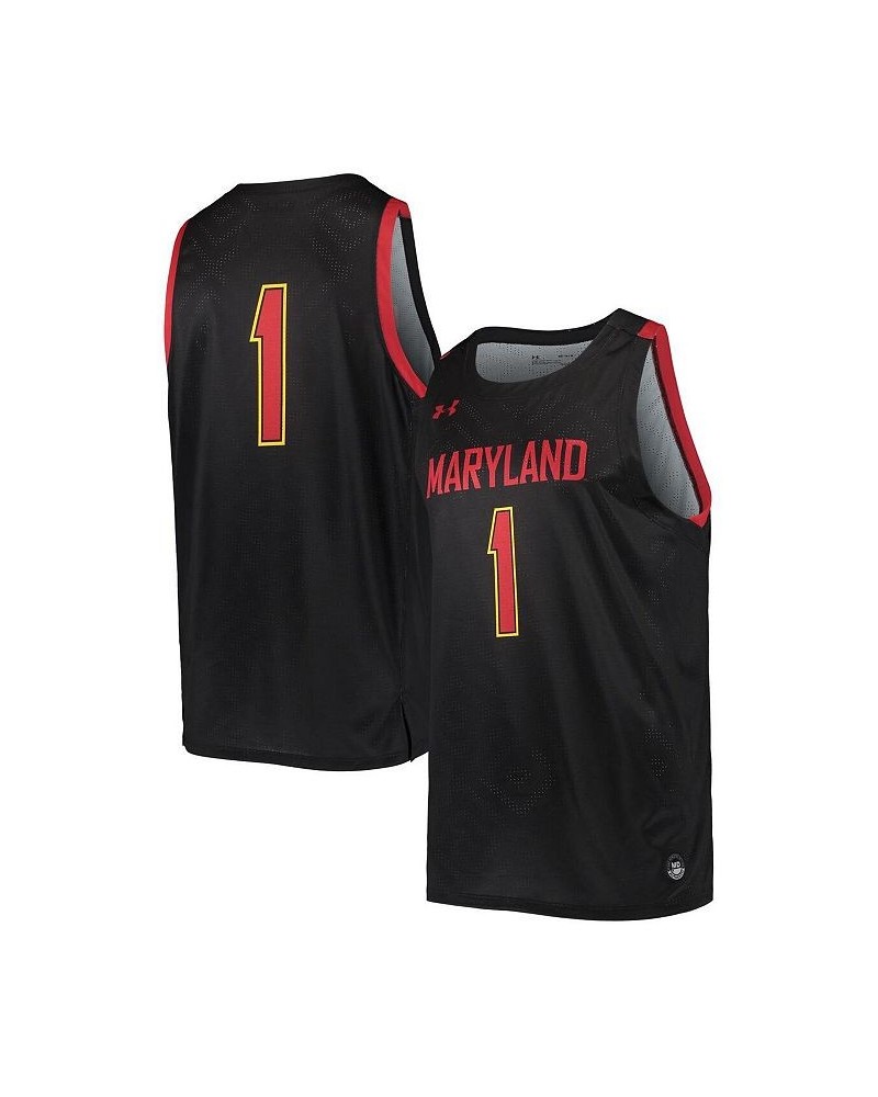 Men's Number 1 Black Maryland Terrapins College Replica Basketball Jersey $34.65 Jersey