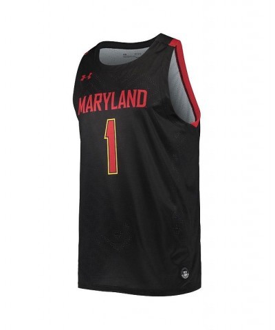 Men's Number 1 Black Maryland Terrapins College Replica Basketball Jersey $34.65 Jersey