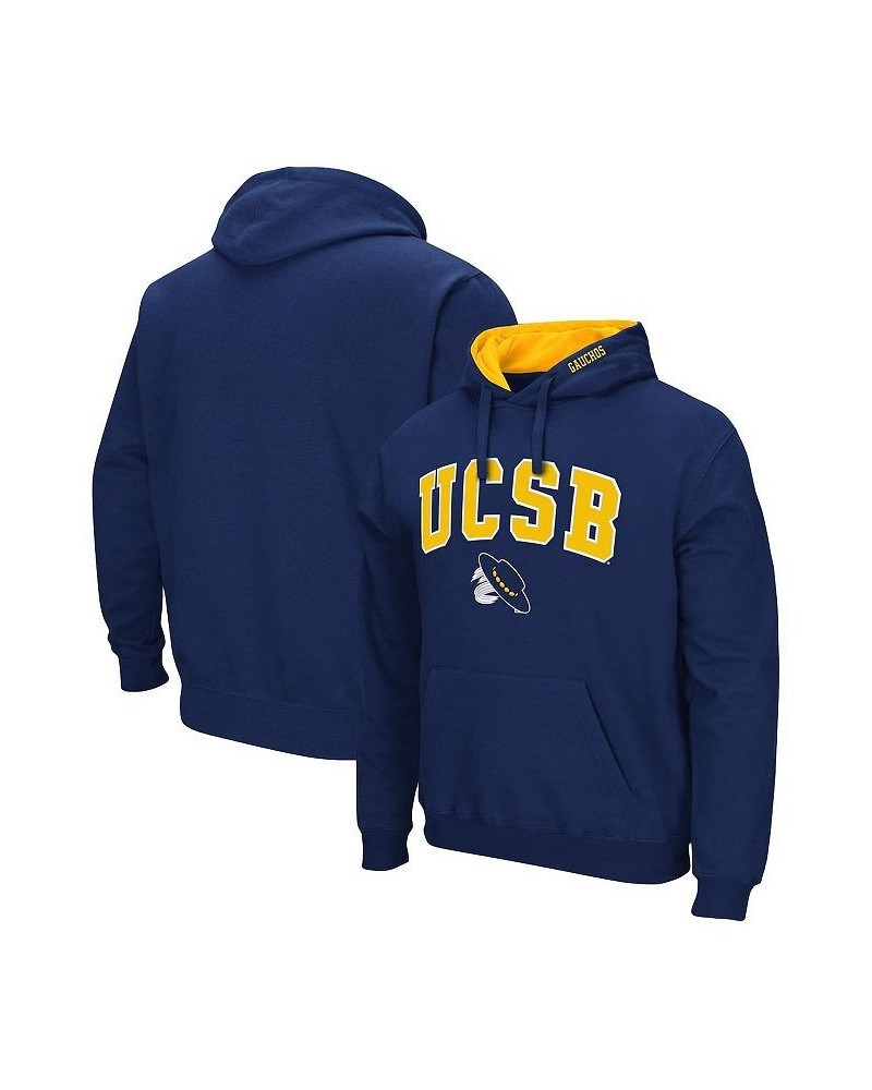 Men's Navy UC Santa Barbara Gauchos Arch And Logo Pullover Hoodie $26.40 Sweatshirt