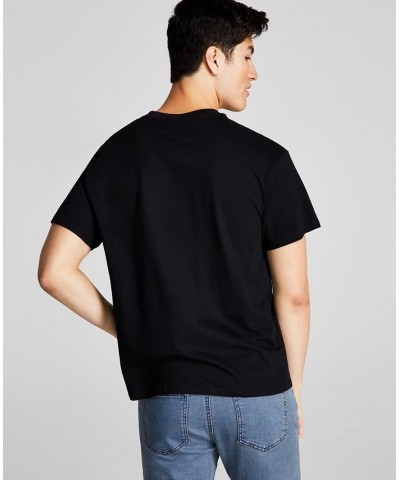 Men's Oversized-Fit Embroidered Paris T-Shirt Black $14.50 T-Shirts