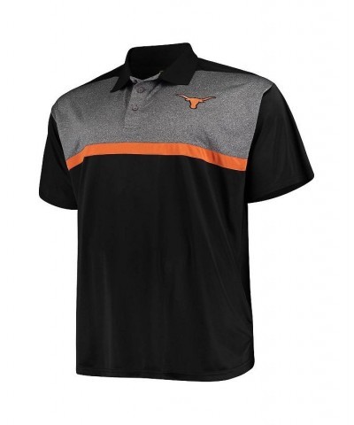 Men's Heathered Black, Heathered Charcoal Texas Longhorns Big and Tall Yoke Polo Shirt $28.20 Polo Shirts