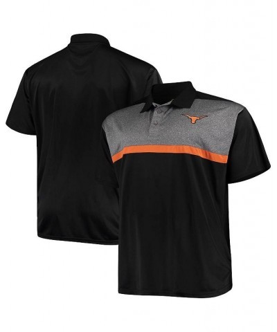 Men's Heathered Black, Heathered Charcoal Texas Longhorns Big and Tall Yoke Polo Shirt $28.20 Polo Shirts