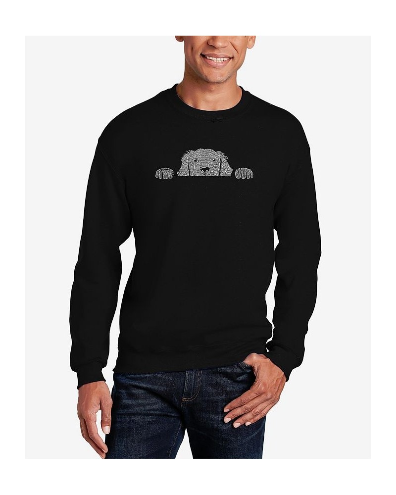 Men's Peeking Dog Word Art Crew Neck Sweatshirt Black $20.00 Sweatshirt