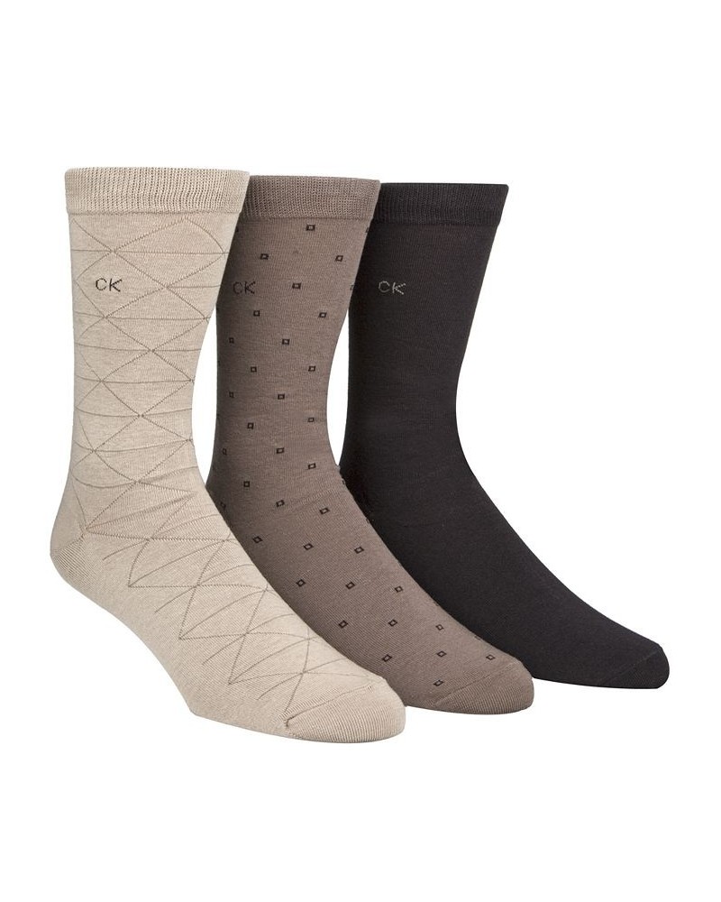 Men's Socks, Fashion Geometric Crew 3 Pack Tan/Beige $10.61 Socks