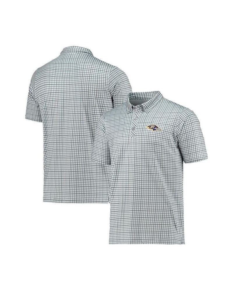 Men's Gray, Black Baltimore Ravens Deliver Button-Down Polo Shirt $34.40 Polo Shirts