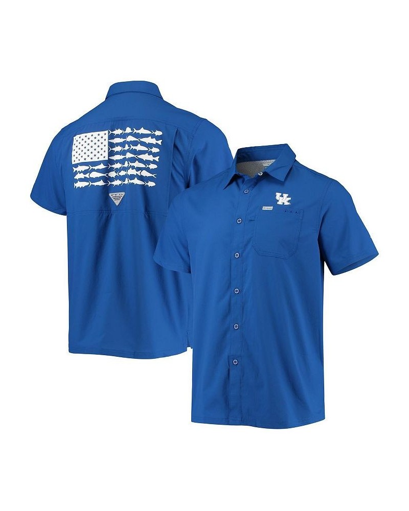 Men's PFG Royal Kentucky Wildcats Slack Tide Camp Button-Up Shirt $29.40 Shirts