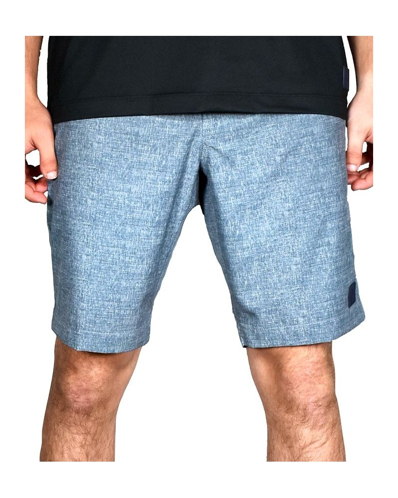 Men's Heather Print Gurkha Flat Front Shorts Blue $32.25 Shorts