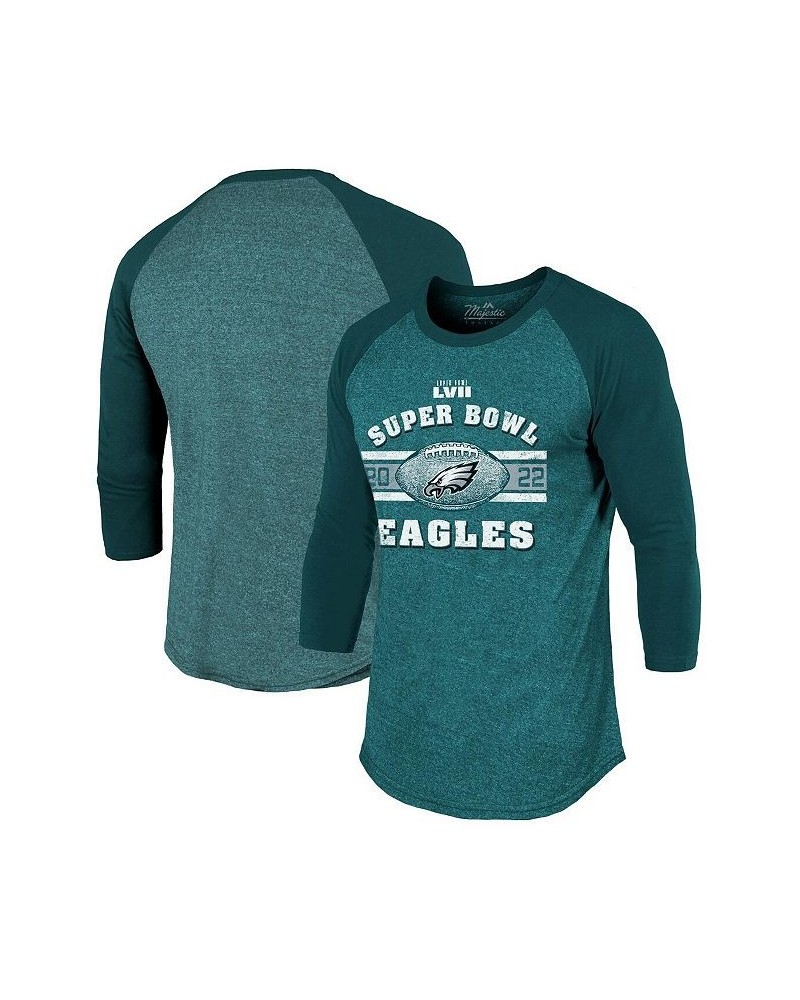 Men's Threads Midnight Green Philadelphia Eagles Super Bowl LVII Tri-Blend Make It Happen Raglan 3/4 Sleeve T-shirt $29.57 T-...