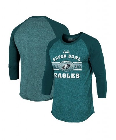 Men's Threads Midnight Green Philadelphia Eagles Super Bowl LVII Tri-Blend Make It Happen Raglan 3/4 Sleeve T-shirt $29.57 T-...