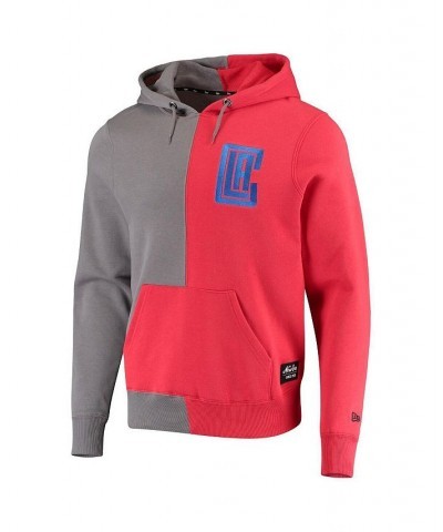 Men's Gray, Red LA Clippers Diagonal French Terry Color Block Pullover Hoodie $41.40 Sweatshirt