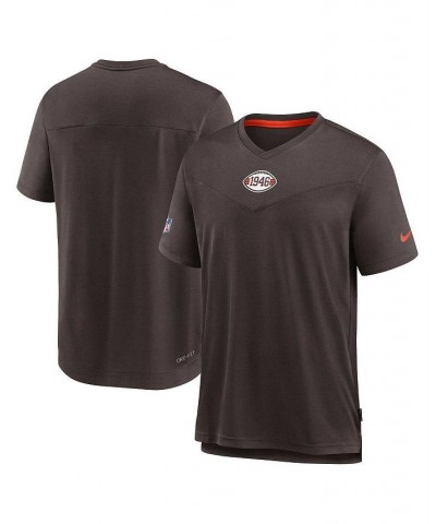 Men's Brown Cleveland Browns Sideline Coaches Vintage-like Chevron Performance V-Neck T-Shirt $29.90 T-Shirts