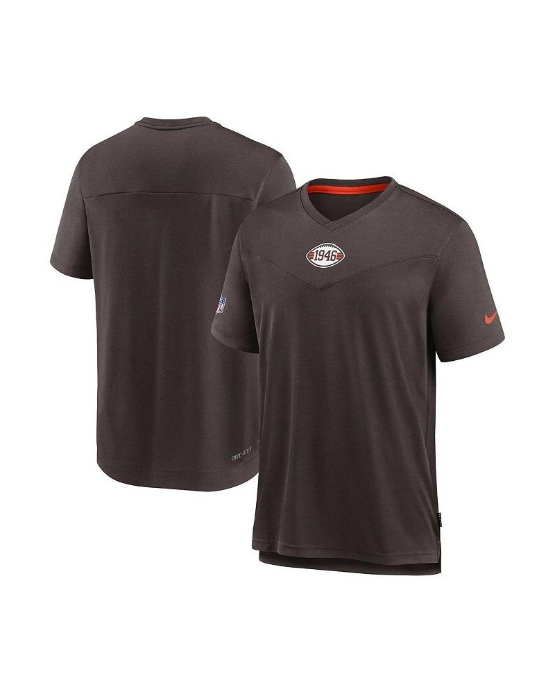 Men's Brown Cleveland Browns Sideline Coaches Vintage-like Chevron Performance V-Neck T-Shirt $29.90 T-Shirts