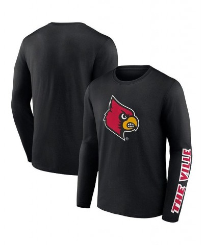 Men's Branded Black Louisville Cardinals Double Time 2-Hit Long Sleeve T-shirt $22.94 T-Shirts