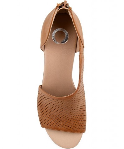 Women's Aretha Perforated Wedges Brown $49.00 Shoes