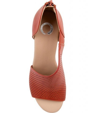 Women's Aretha Perforated Wedges Brown $49.00 Shoes