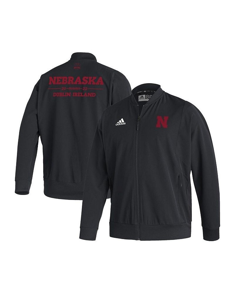 Men's Black Nebraska Huskers Ireland Sideline Woven Primeblue Full-Zip Bomber Jacket $33.62 Jackets