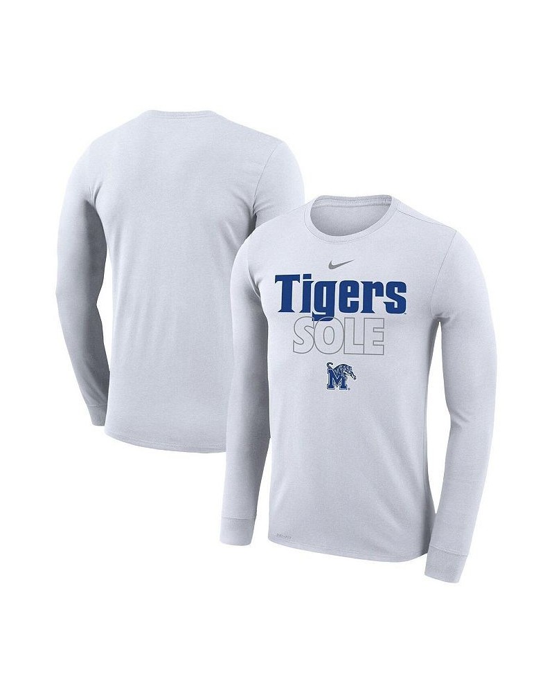 Men's White Memphis Tigers On Court Bench Long Sleeve T-shirt $25.99 T-Shirts