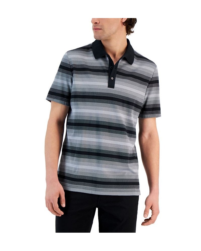 Men's Regular-Fit Supima Knit Interlock Striped Polo Shirt Black $17.27 T-Shirts