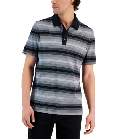 Men's Regular-Fit Supima Knit Interlock Striped Polo Shirt Black $17.27 T-Shirts