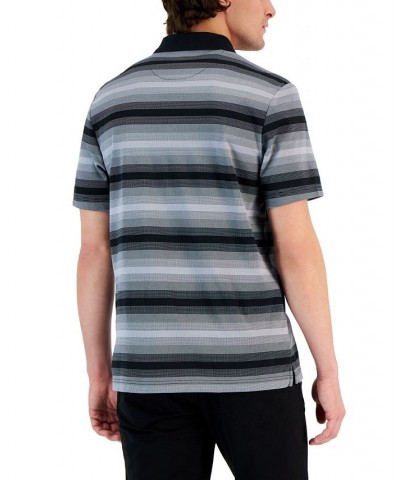 Men's Regular-Fit Supima Knit Interlock Striped Polo Shirt Black $17.27 T-Shirts