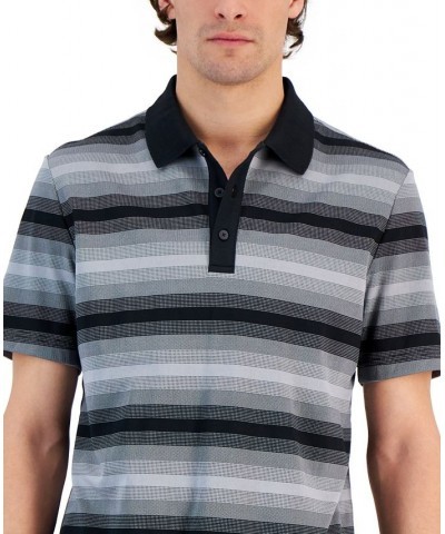 Men's Regular-Fit Supima Knit Interlock Striped Polo Shirt Black $17.27 T-Shirts