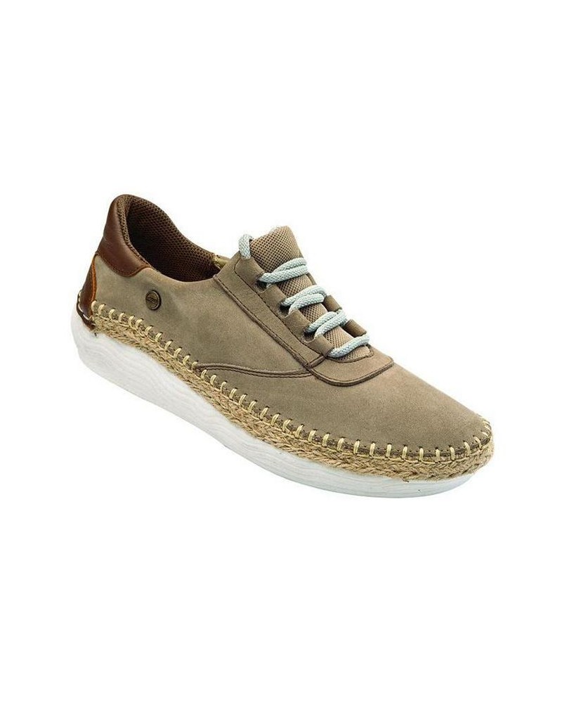 Women's Taupe Soft Nubuck Sneakers, Handmade Unique Shoes With Laces Closure, Judy 5045 Taupe $35.70 Shoes