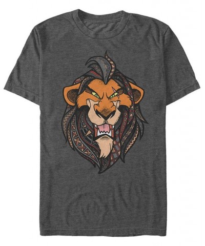 Disney Men's The Lion King Geometric Patterned Scar Short Sleeve T-Shirt Gray $18.89 T-Shirts