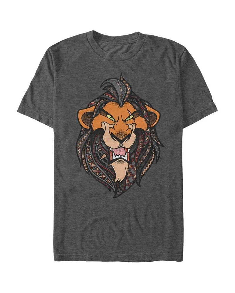 Disney Men's The Lion King Geometric Patterned Scar Short Sleeve T-Shirt Gray $18.89 T-Shirts