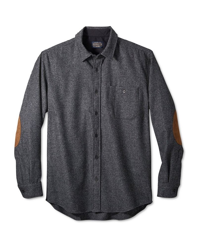 Men's Solid Trail Shirt with Faux-Suede Elbow Patches Black $61.25 Shirts