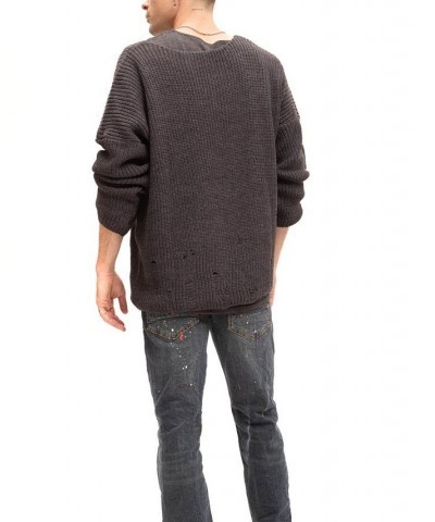 Men's Modern Double Distorted Sweater Silver $79.05 Sweaters