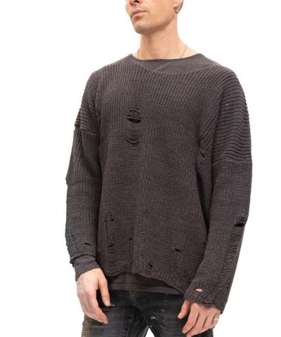 Men's Modern Double Distorted Sweater Silver $79.05 Sweaters