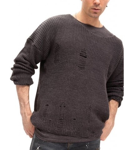 Men's Modern Double Distorted Sweater Silver $79.05 Sweaters