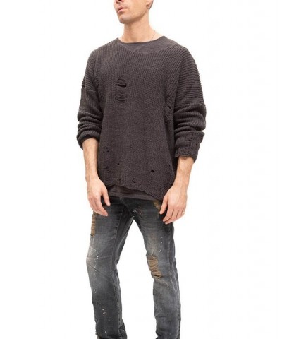 Men's Modern Double Distorted Sweater Silver $79.05 Sweaters