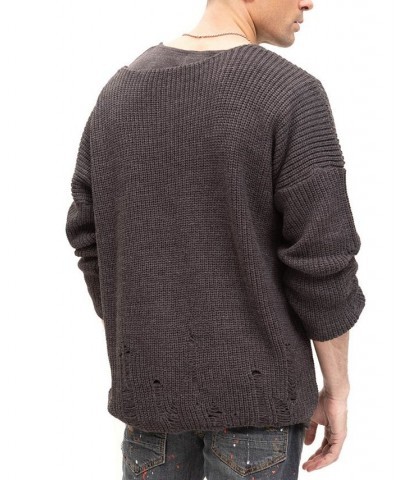 Men's Modern Double Distorted Sweater Silver $79.05 Sweaters