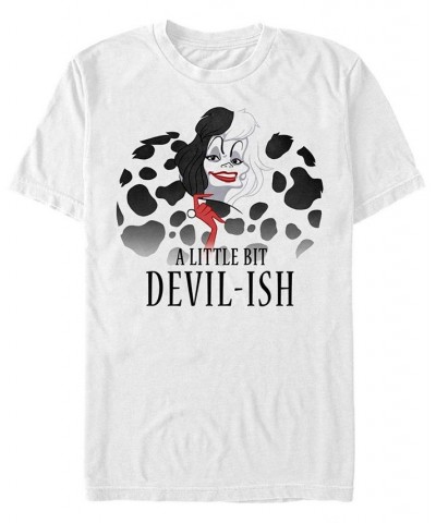 Disney 101 Dalmatians Men's Devilish Cruella Devil Short Sleeve T-Shirt White $14.70 T-Shirts