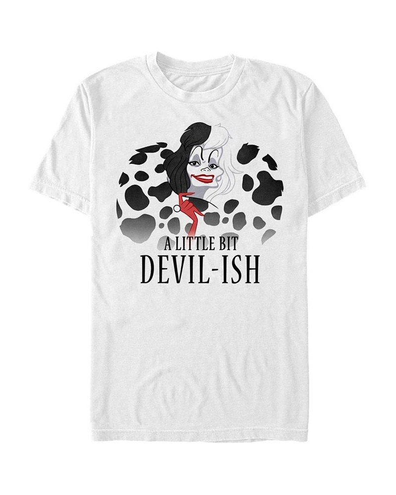 Disney 101 Dalmatians Men's Devilish Cruella Devil Short Sleeve T-Shirt White $14.70 T-Shirts