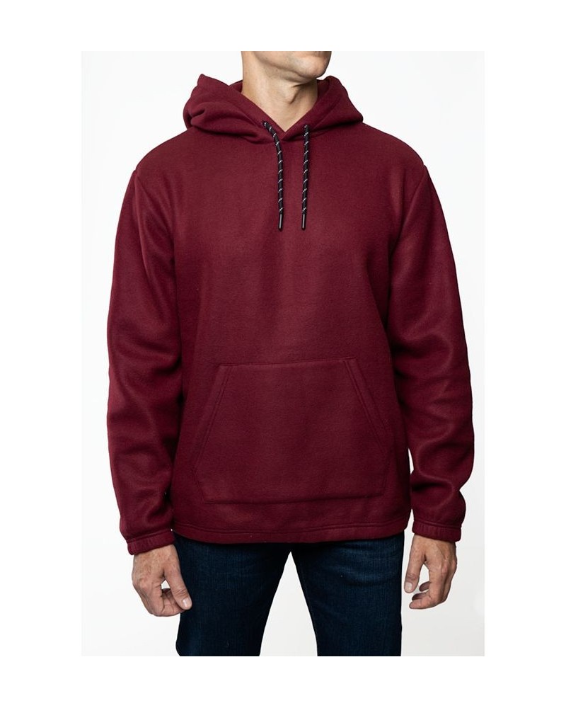 Men's Polar Fleece Pullover Hooded Sweatshirt Maroon $13.64 Sweatshirt