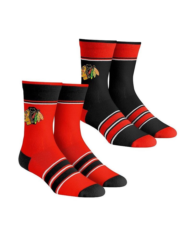 Men's and Women's Socks Chicago Blackhawks Multi-Stripe 2-Pack Team Crew Sock Set $14.35 Socks