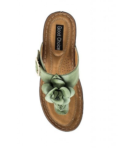 Women's Flora Wedge Sandal Green $34.50 Shoes