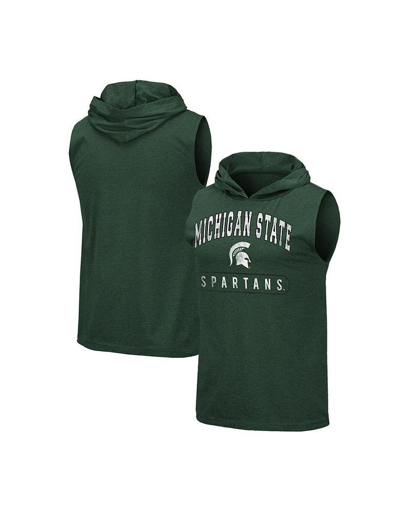 Men's Heathered Green Michigan State Spartans Varsity Hoodie Tank Top $16.80 T-Shirts