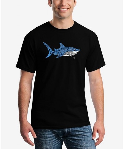 Men's Daddy Shark Word Art Short Sleeve T-shirt Black $17.50 T-Shirts